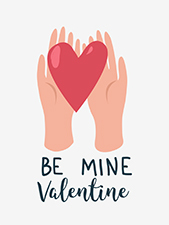 Be Mine Valentine Hands and Heart - Valentine's Card - Cake Card - Letterbox Gift