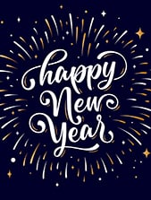 Happy New Year typographic script - New Year Card - Letterbox Gift - Cake Card
