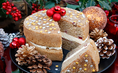 Celebrate the weekend with a Festive Spiced Orange & Cranberry SPONGE Friday! Order by Thursday 2pm for delivery on Friday! £9.99 for a 7 inch Sponge, £16.99 for a 10 inch.