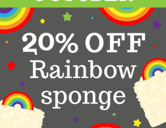 Sponge Club October Blog Thumbnail - 20% Off Rainbow Cake