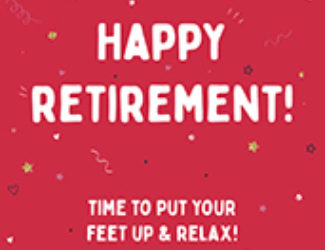脚上放松退休 - 退休卡 - 快乐退休蛋糕卡博客横幅