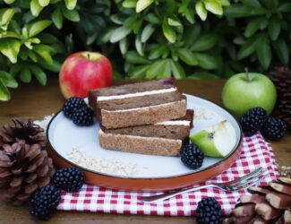 Apple and Blackberry Crumble cake Slice - Thumbnail
