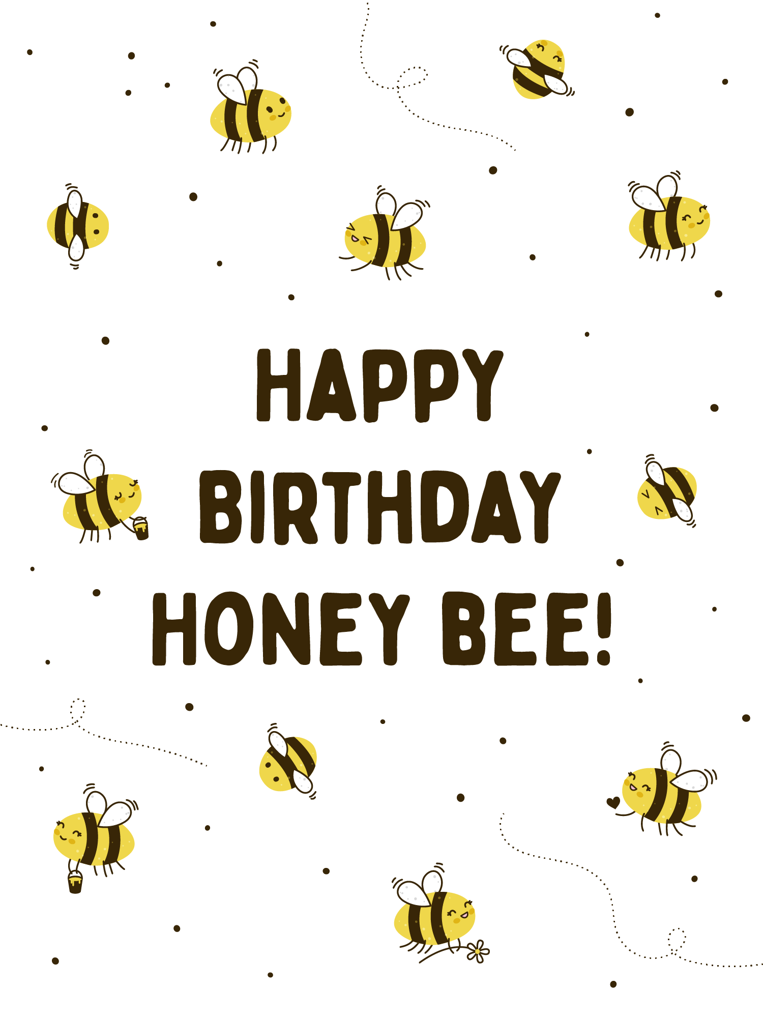 Happy Birthday Honey Bee Card | Animal Card | Cake Card