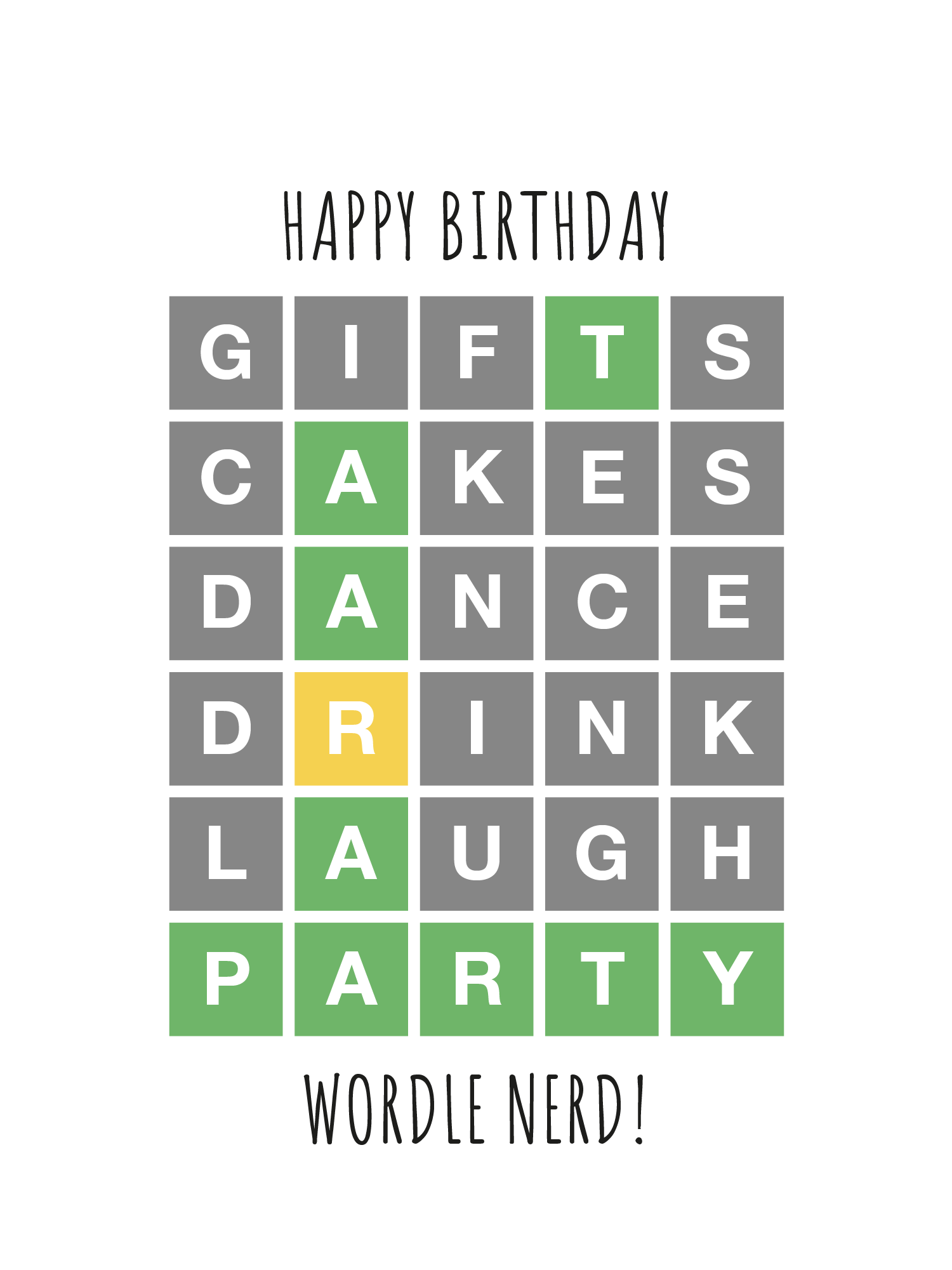 Happy Birthday Wordle Nerd | Birthday Card | Cake Card