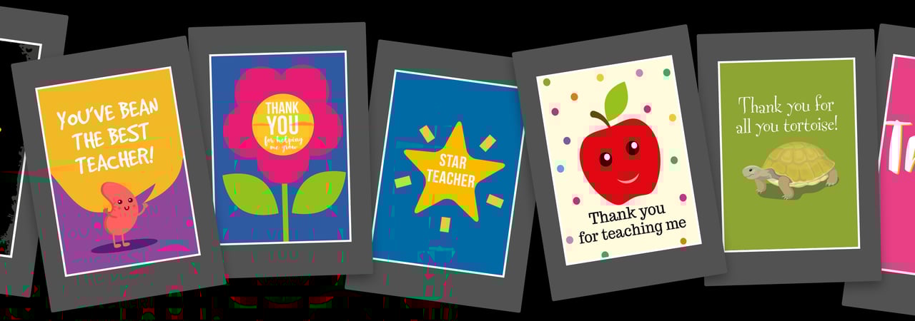 Thank you teacher cards - teacher cards - teacher thank you cards - banner