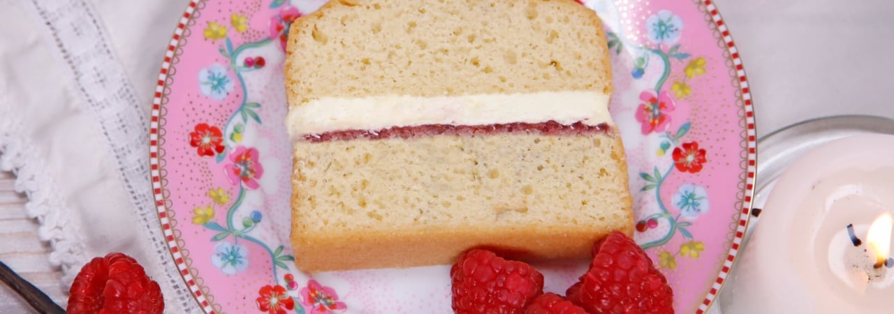 Gluten Free Victoria slice - cup of tea and a slice of cake - Blog Banner