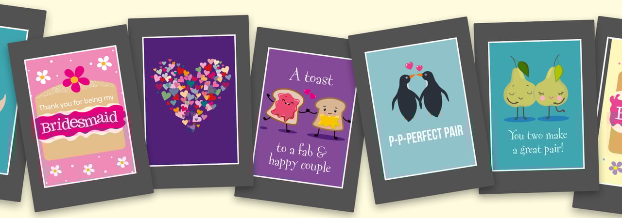 Wedding Cards - Letterbox Wedding - Letterbox Gifts - Cake Card - Banner