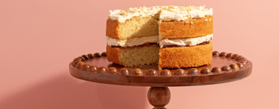 Bakewell Cake with a slice taken out