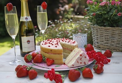 Gluten Free Strawberry and Prosecco Cake