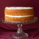 Vegan Spiced Orange and Cranberry Cake - Cake on plate stand