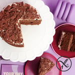 Gluten Free Chocolate Cake whole and slice