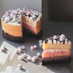 Neapolitan cake with slice