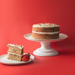 Strawberries & cream cake slice and whole cake
