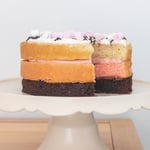 Neapolitan cake with slice