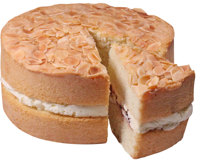 Bakewell Sponge Cake- Wedge coming out side view