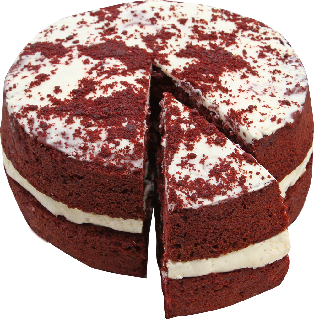 Red velvet sponge cake cut out- side view