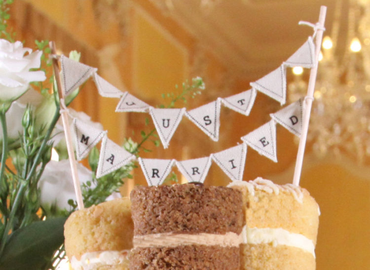 Wedding Cake sponge toppers- Just married mini banner