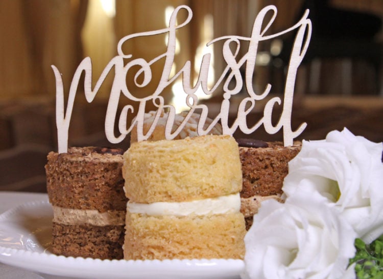 Wedding Cake sponge topper- Just married decoration