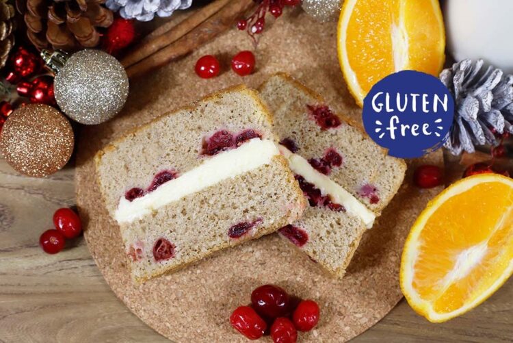 Gluten Free Orange and Cranberry Cake Slice