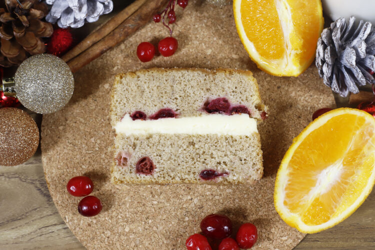 Spiced Orange and Cranberry Cake Slice